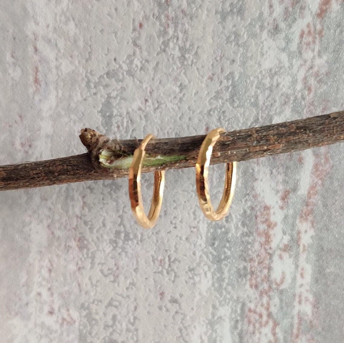 22K Yellow Real Gold Hoops & Earrings, Minimalist, Dainty, Gift For Her, Handmade, Hoop Earrings, Ballies, Light Weight, Huggies