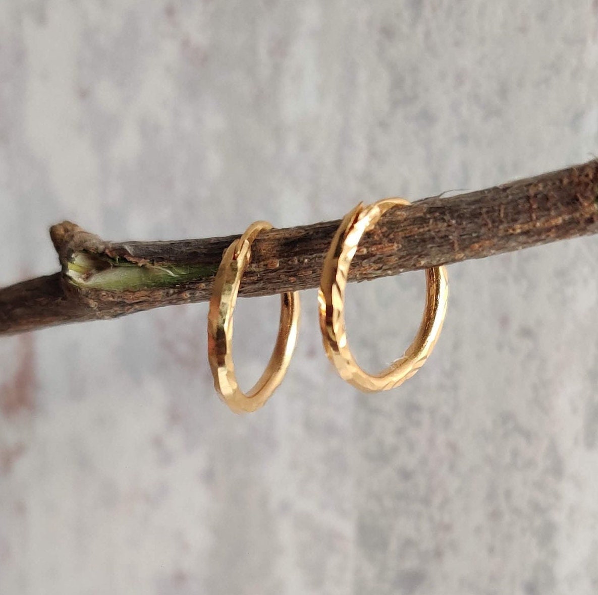 22K Yellow Real Gold Hoops & Earrings, Minimalist, Dainty, Gift For Her, Handmade, Hoop Earrings, Ballies, Light Weight, Huggies