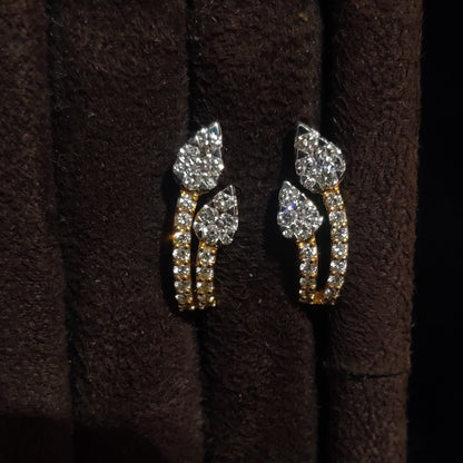 EGL Certified 18K Gold Two Petal Shaped Diamond Earrings